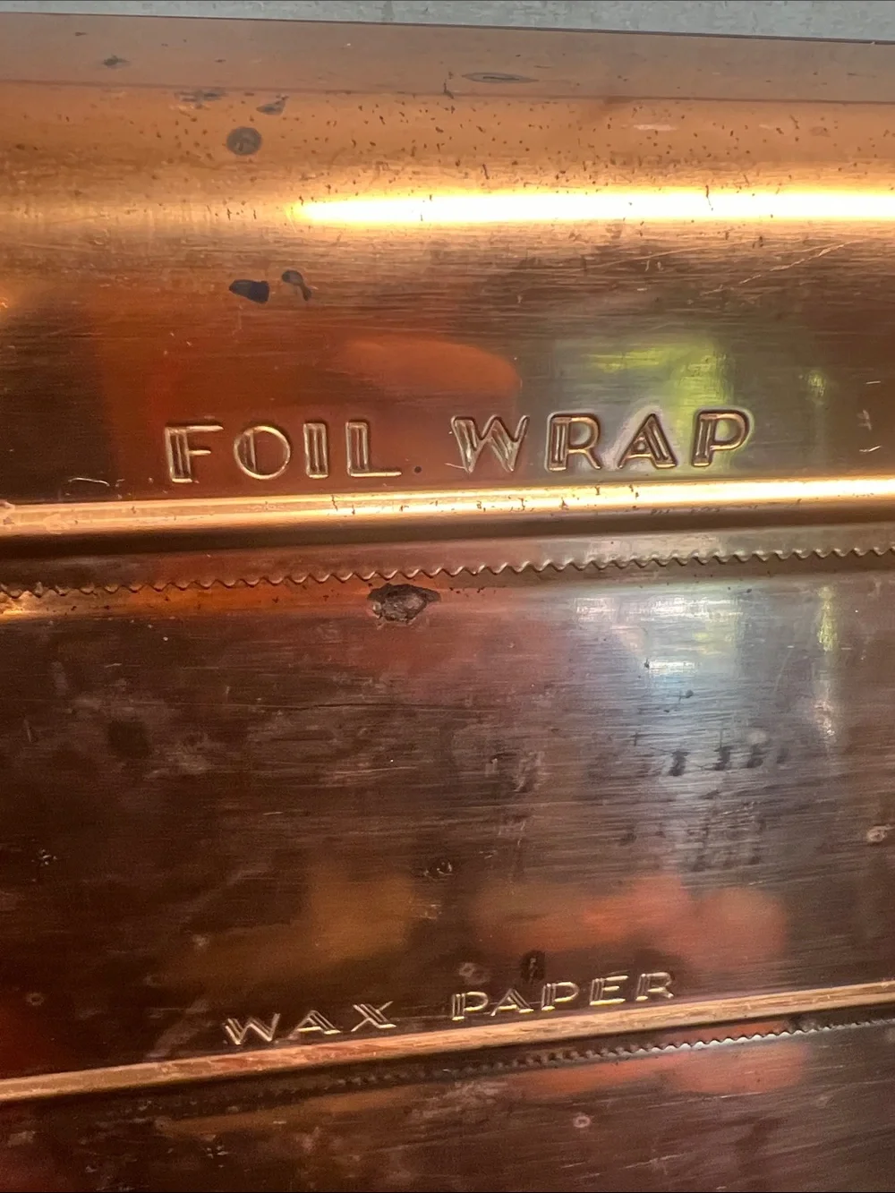 Vintage Copper Foil, Wax Paper and Paper Towel Dispenser. Can be wall mounted
